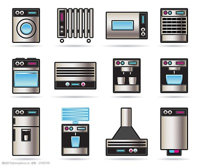 矢量家電與辦公用品圖標 現代視覺設計的實用工具